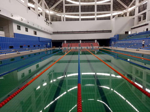 湖南雙峰縣全民健身游泳館伸縮看臺完工