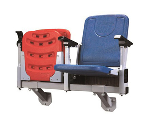 綠蛙后置式帶扶手高靠背翻板椅伸縮看臺