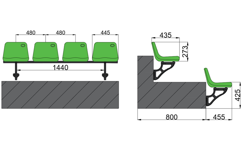 綠蛙中空吹塑側(cè)裝座椅