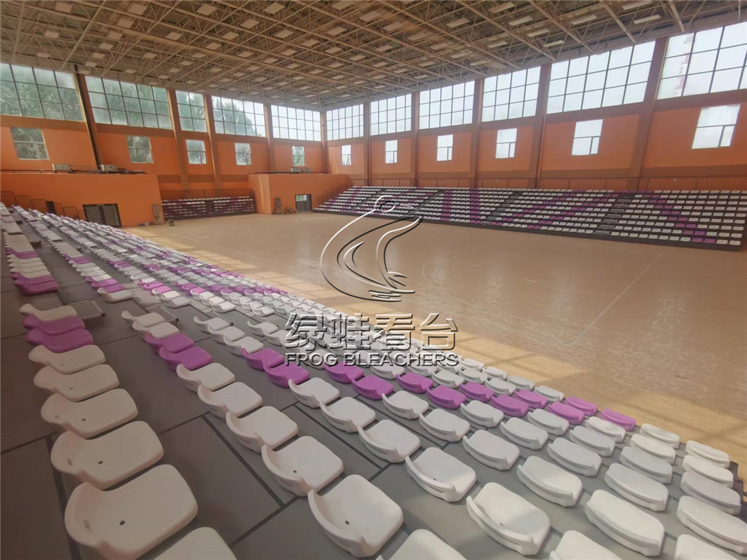 河北美術(shù)學(xué)院體育館電動(dòng)伸縮看臺(tái)項(xiàng)目案例